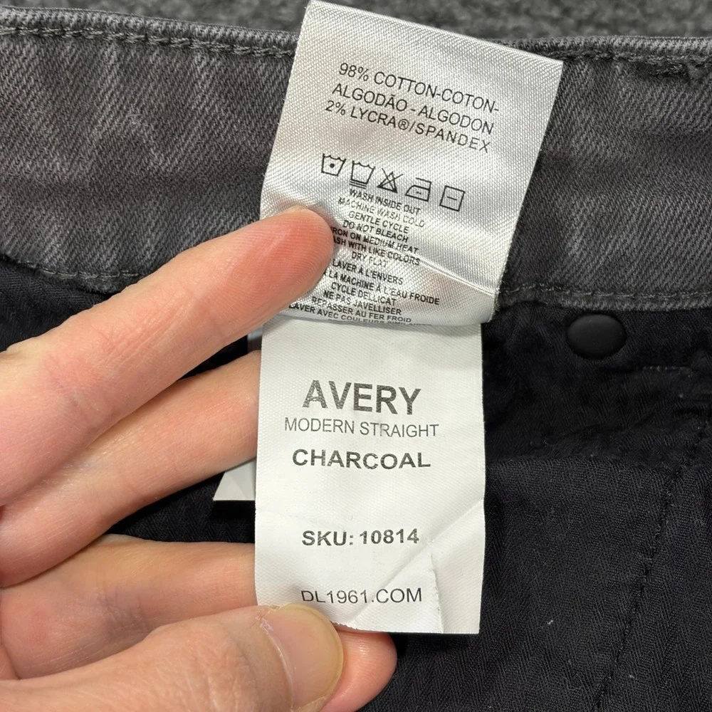 DL1961 Jeans Mens 40 Charcoal Avery Modern Straight Leg Stretch Denim Pants